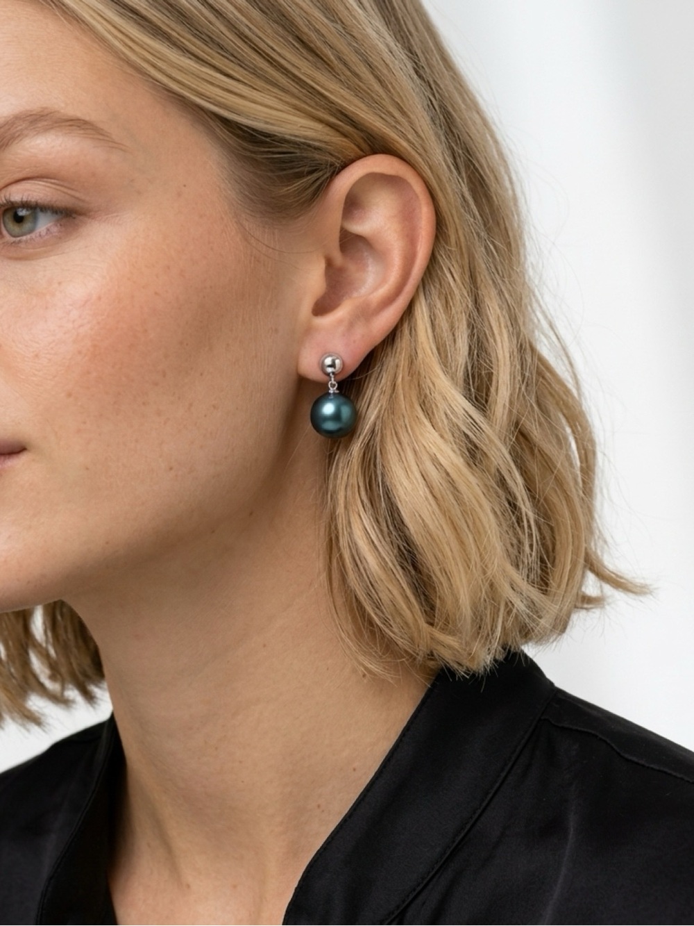 HONORA Iridescent Black-Blue Tahitian Pearl Drop Earrings